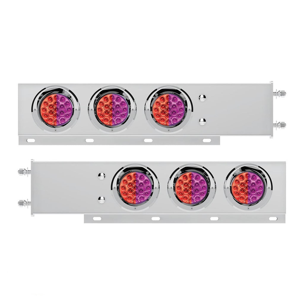 Stainless Steel Spring Loaded Light Bar W/6X Dual Color 19 LED Lights & Visors