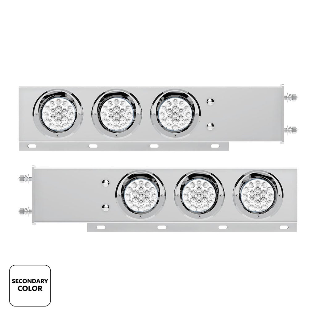 Stainless Steel Spring Loaded Light Bar W/6X Dual Color 19 LED Lights & Visors