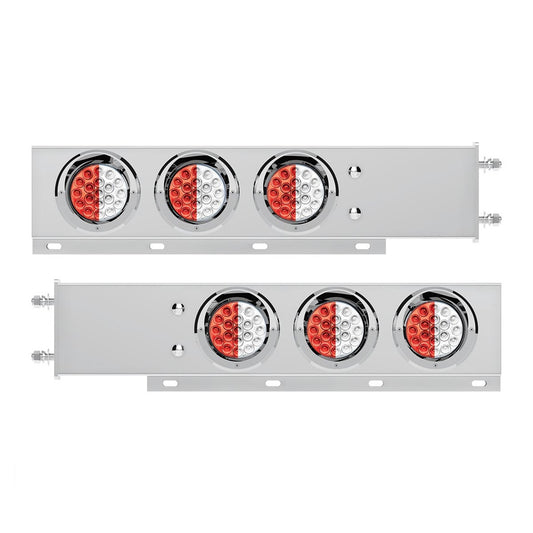 Stainless Steel Spring Loaded Light Bar W/6X Dual Color 19 LED Lights & Visors