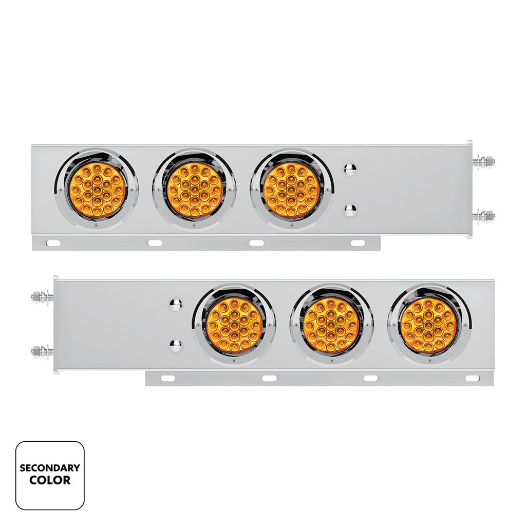 Stainless Steel Spring Loaded Light Bar W/6X Dual Color 19 LED Lights & Visors