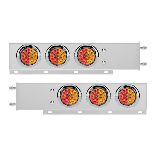 Stainless Steel Spring Loaded Light Bar W/6X Dual Color 19 LED Lights & Visors