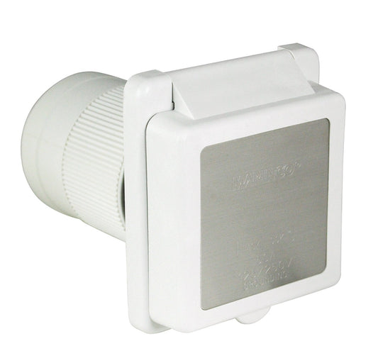 50 Amp 125V/250V White Inlet with Stainless Steel Trim