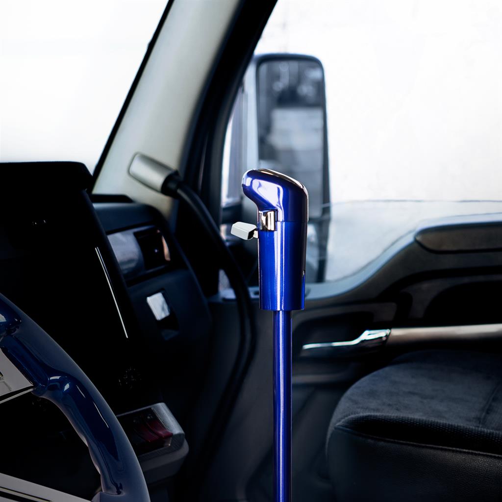 12" Indigo Blue Shifter Shaft Extension w/ lower Gearshift Cover and Shift Knob