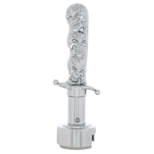 Chrome Skull Dagger 13/15/18 Speed Gearshift Knob With Adapter