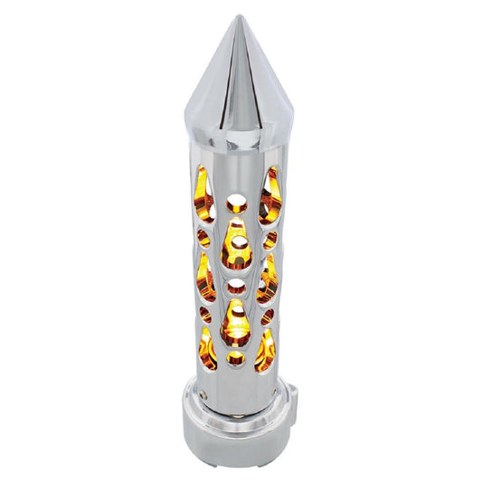Chrome "Brooklyn" 13/15/18 Speed Spike Gearshift Knob w/ High Power LED - Amber