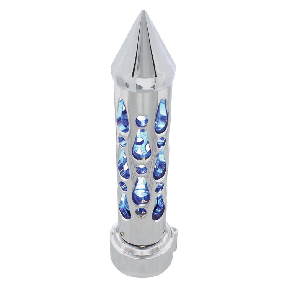 Chrome "Brooklyn" 9/10 Speed Spike Gearshift Knob w/ High Power LED - Blue