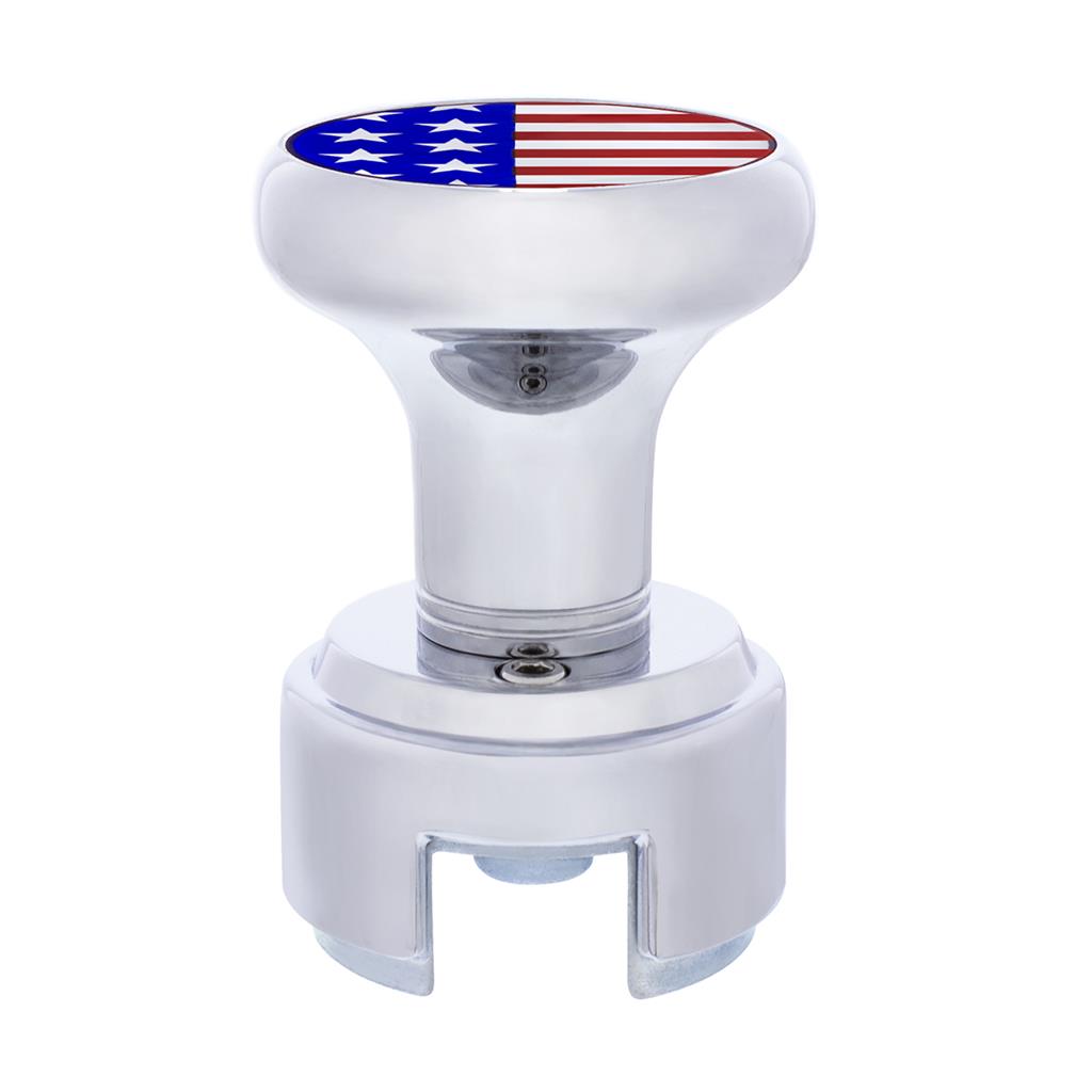 Chrome 13/15/18 Speed Thread-on Gearshift Knob With Adapter - USA Flag