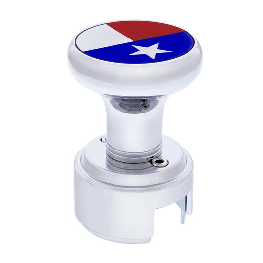 Chrome 13/15/18 Speed Thread-on Gearshift Knob With Adapter - Texas Flag