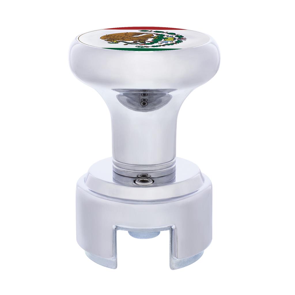 Chrome 13/15/18 Speed Thread-on Gearshift Knob With Adapter - Mexico Flag