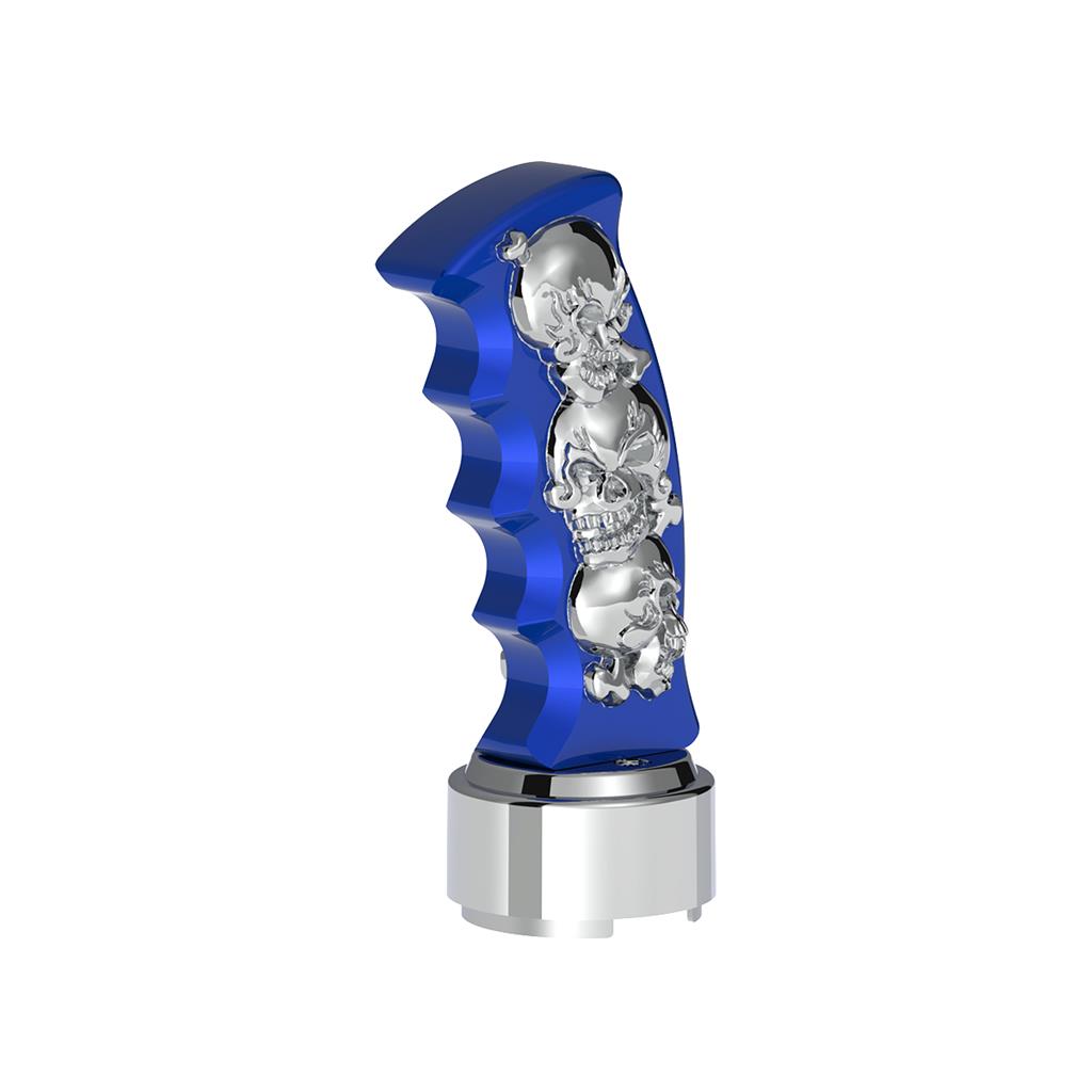 Thread-On Skulls Pistol Grip Gearshift Knob 13/15/18 Speed Adapter Indigo Blue