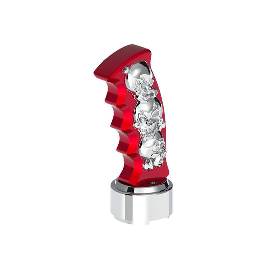 Thread-On Skulls Pistol Grip Gearshift Knob 13/15/18 Speed Adapter Candy Red