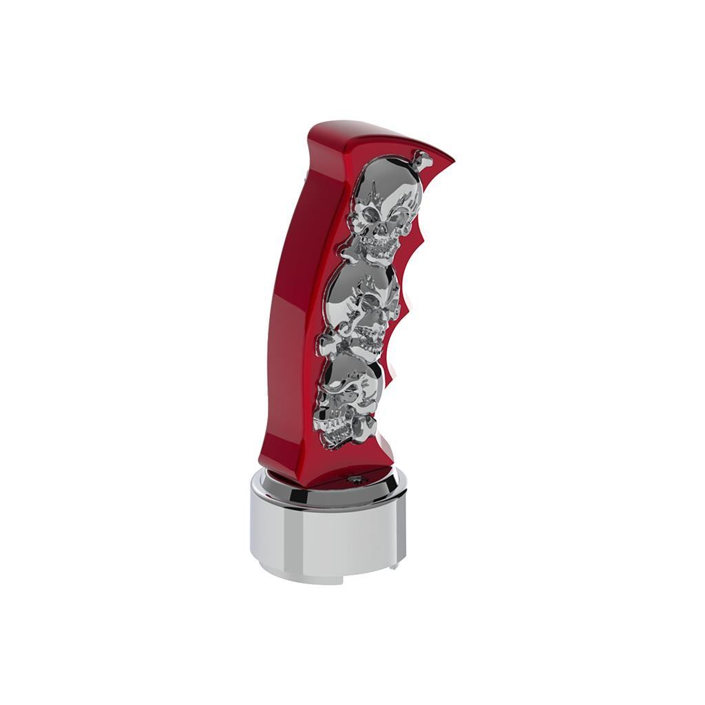 Thread-On Skulls Pistol Grip Gearshift Knob 9/10 Speed Adapter Candy Red
