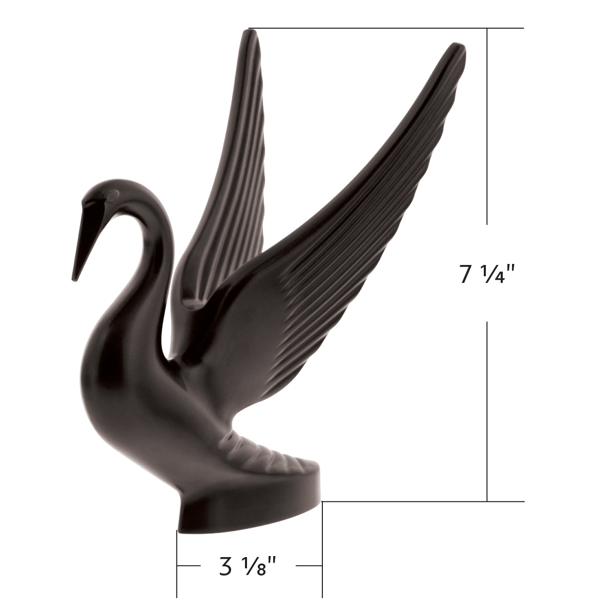 Die-Cast Swan Hood Ornament - Matte Black