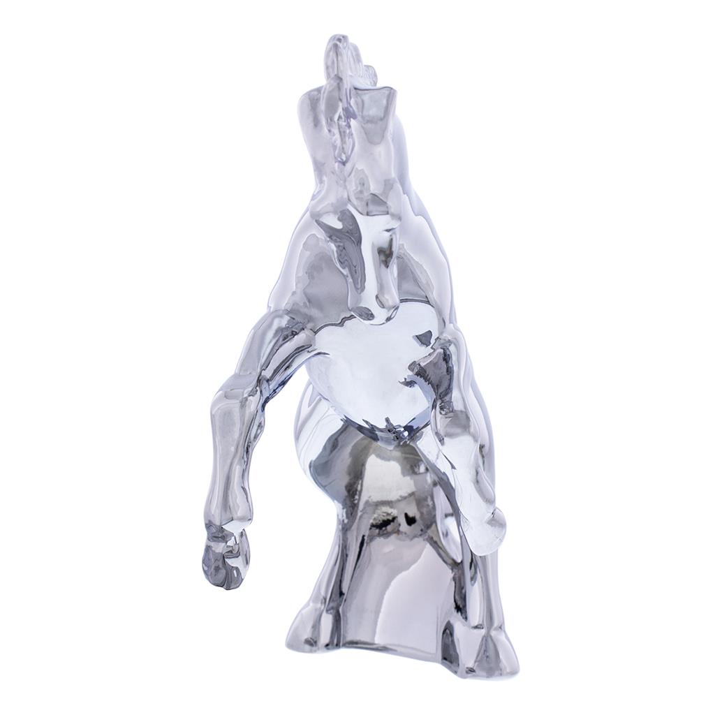 Die-Cast Fighting Stallion Hood Ornament - Chrome