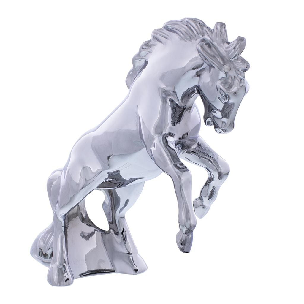 Die-Cast Fighting Stallion Hood Ornament - Chrome