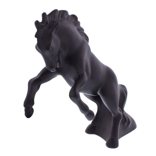 Die-Cast Fighting Stallion Hood Ornament - Black