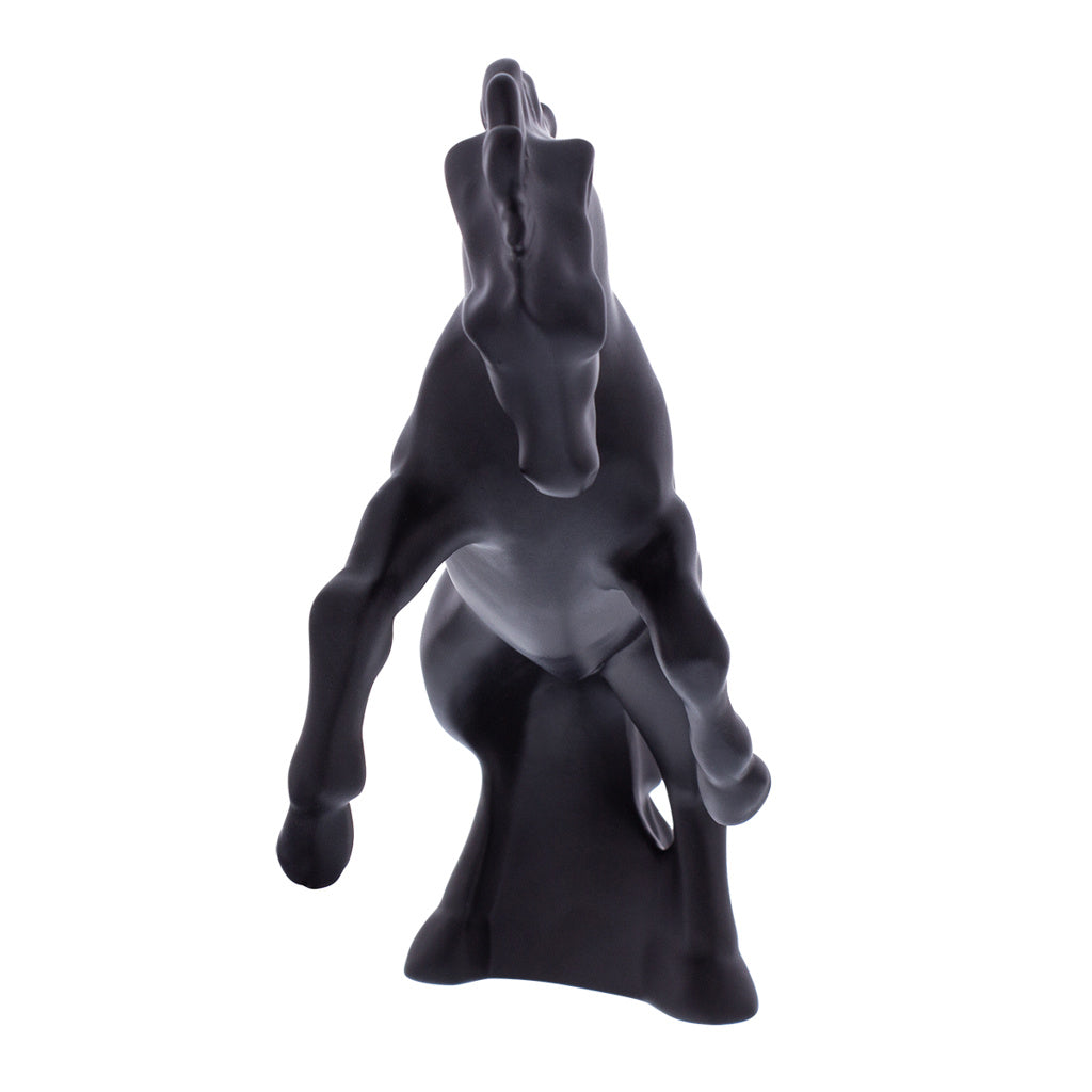 Die-Cast Fighting Stallion Hood Ornament - Black