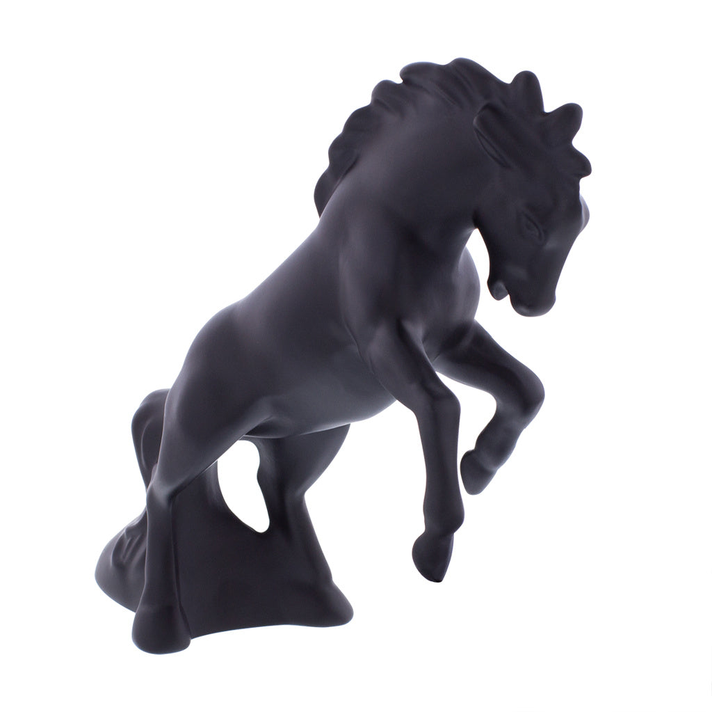 Die-Cast Fighting Stallion Hood Ornament - Black