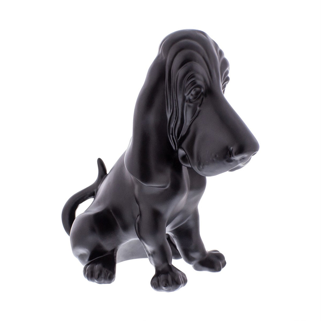 Die-Cast Bassett Hound Hood Ornament - Matte Black