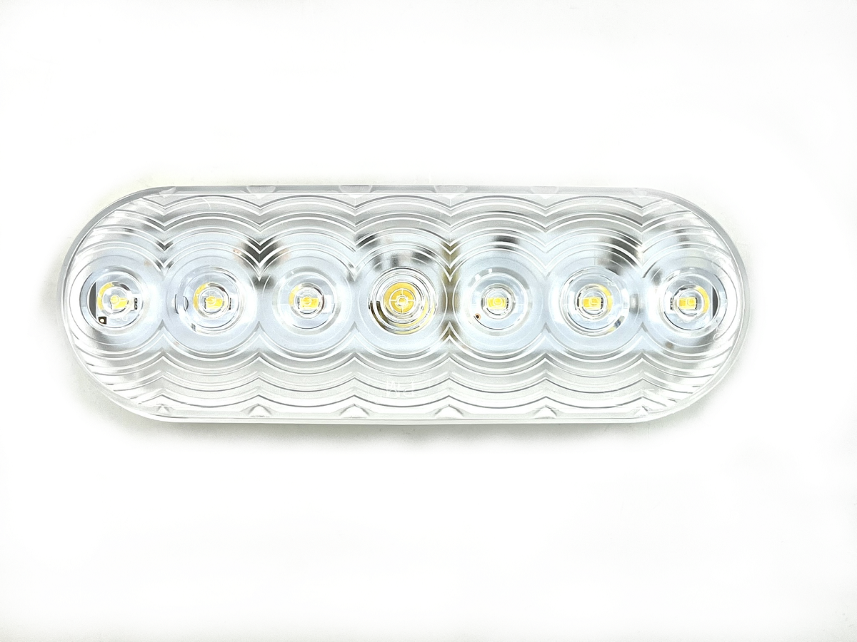 White 7 LED 6" Oval Trailer Truck Reverse Light