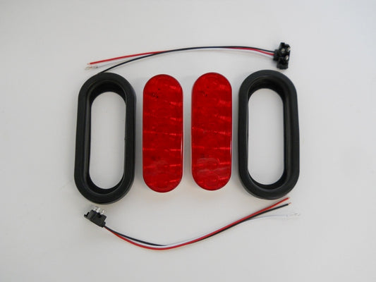 Red 7 LED 6" Oval Trailer Truck Stop Turn Brake Tail Lights
