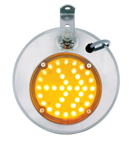8-1/2" 430 Stainless Steel Convex Mirror With LED Directional Arrow - Driver