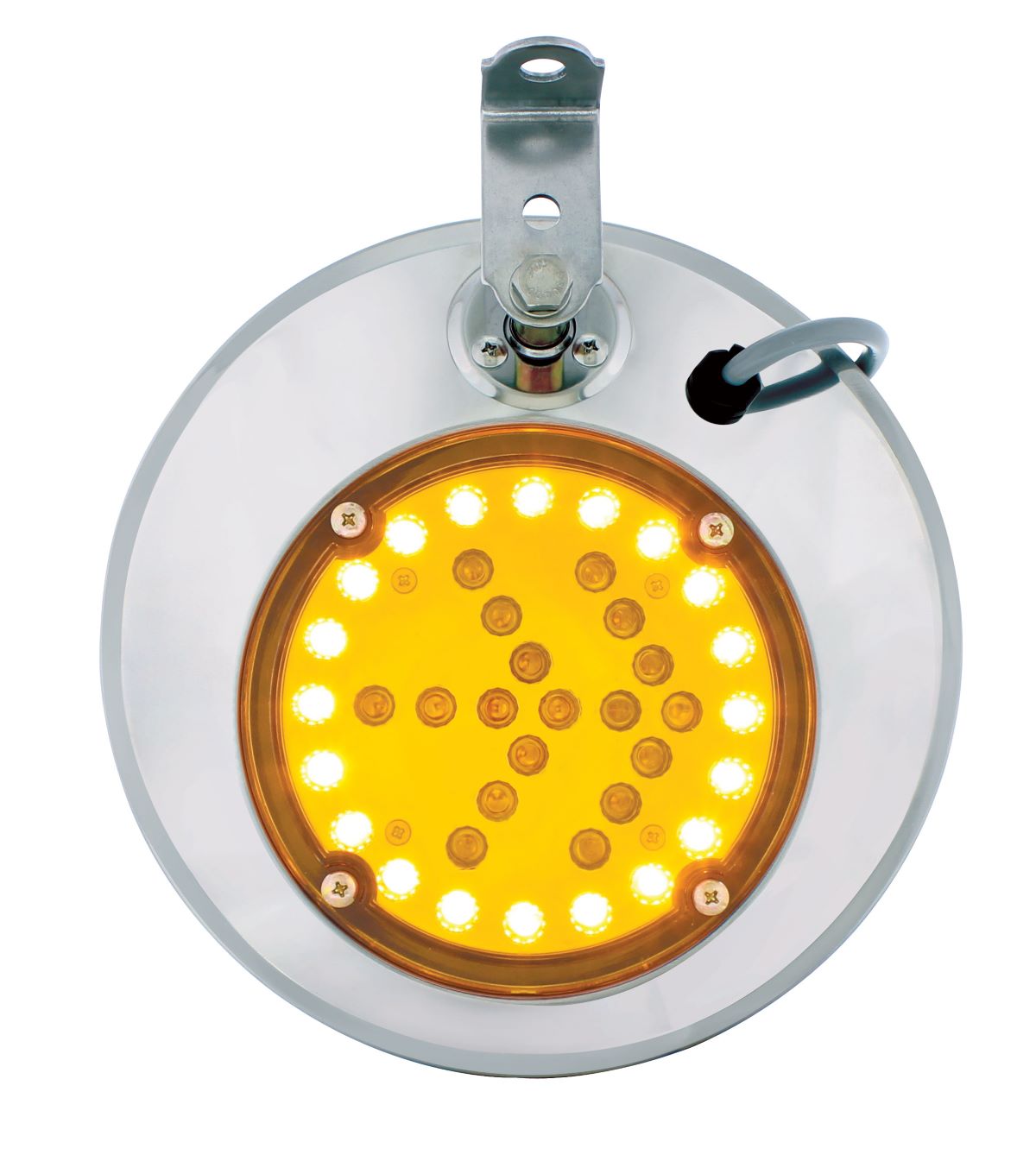 8-1/2" 430 Stainless Steel Convex Mirror With LED Directional Arrow - Driver