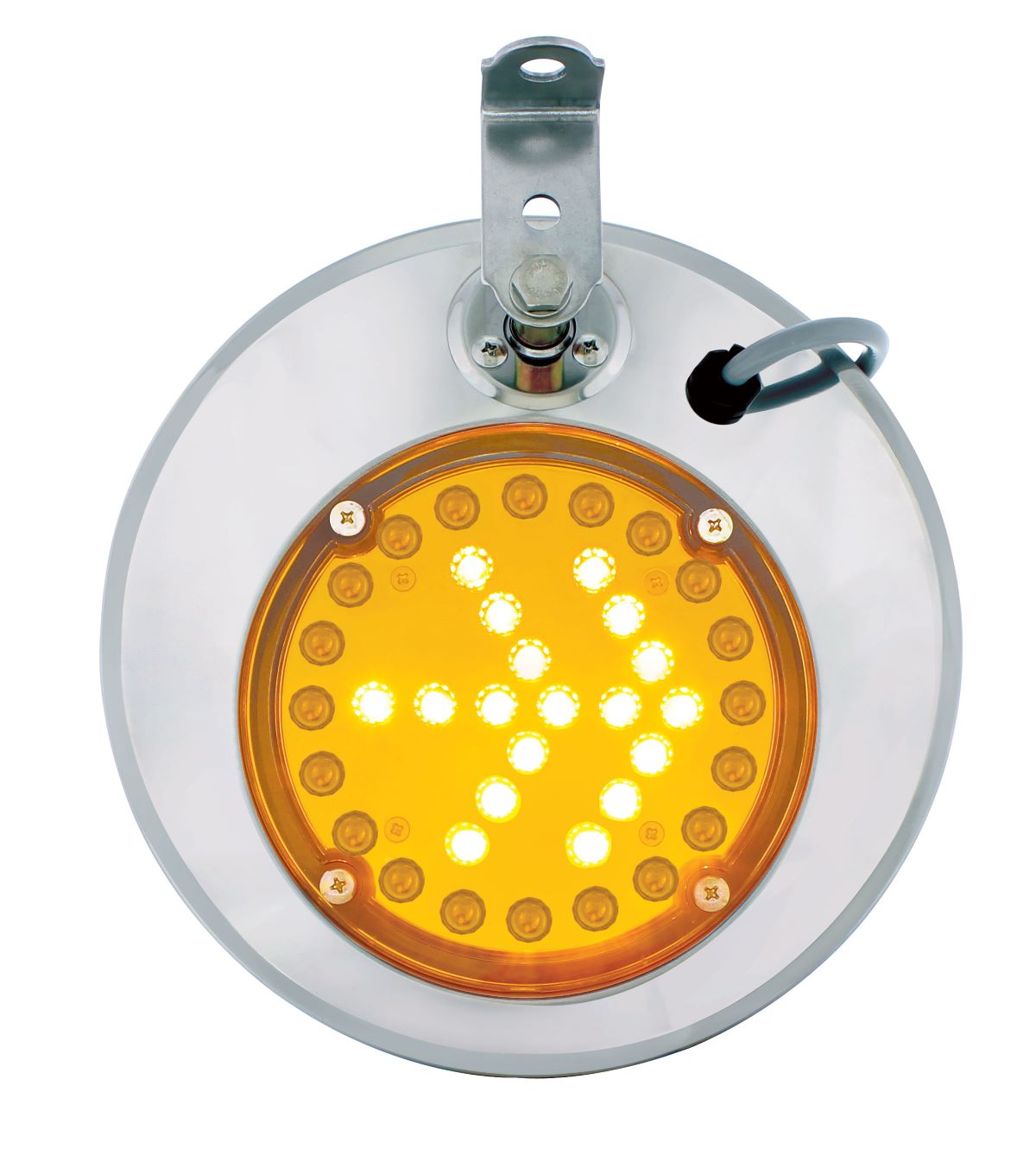 8-1/2" 430 Stainless Steel Convex Mirror With LED Directional Arrow - Driver