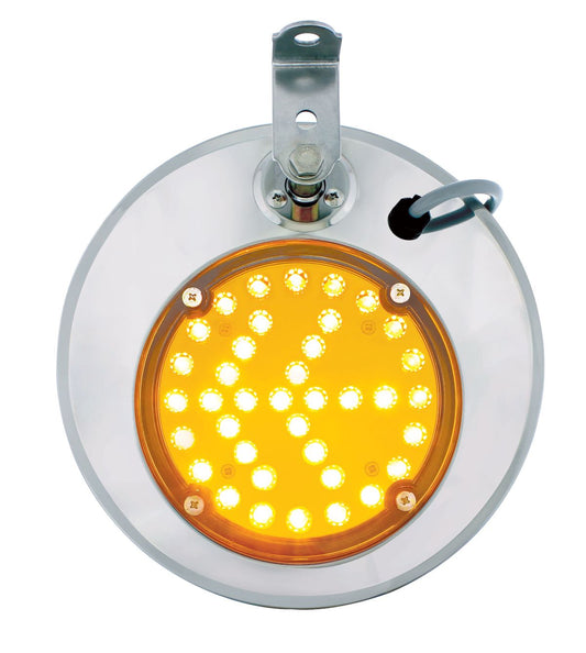 8-1/2" 430 Stainless Steel Convex Mirror With LED Directional Arrow - Passenger