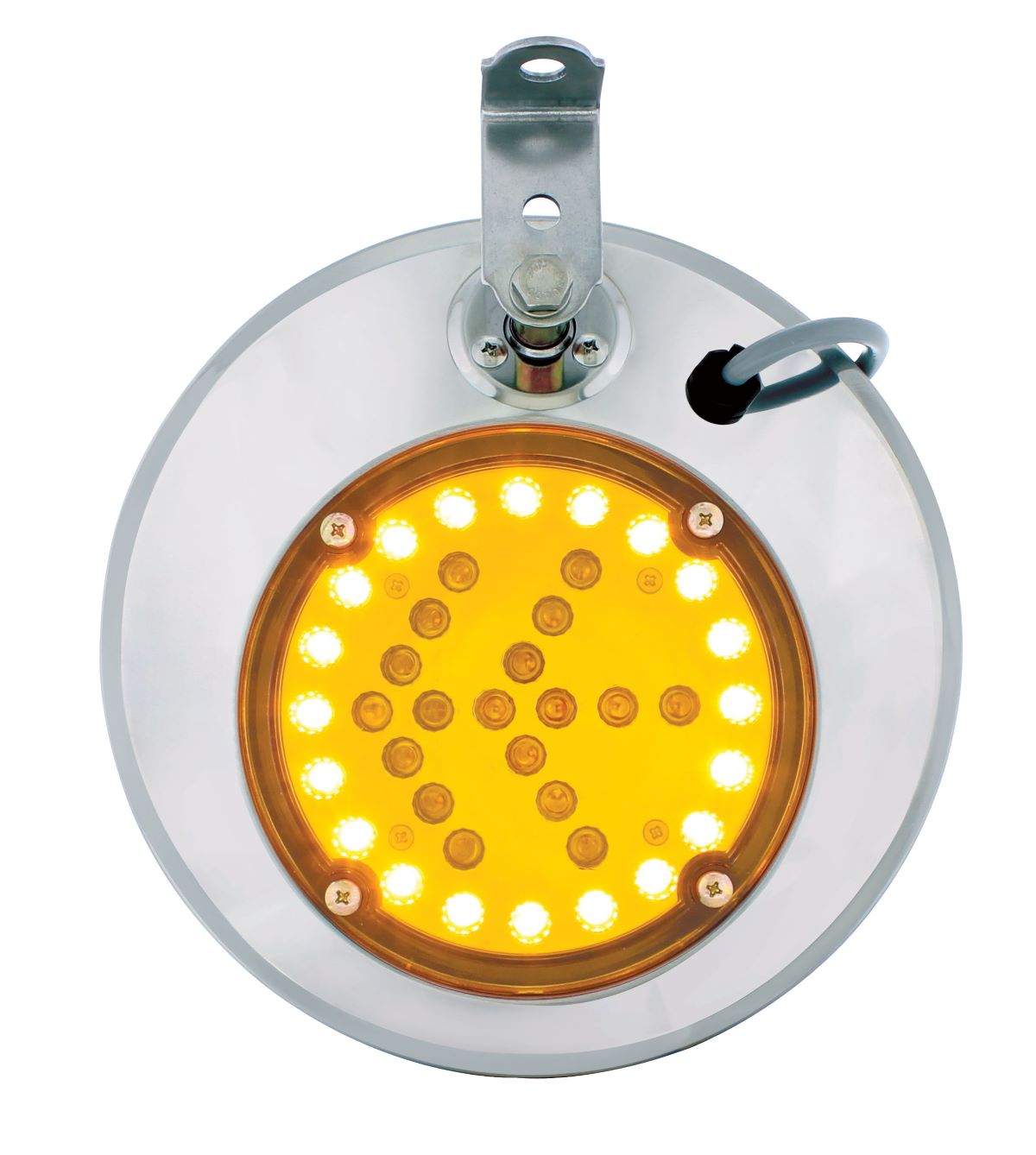 8-1/2" 430 Stainless Steel Convex Mirror With LED Directional Arrow - Passenger