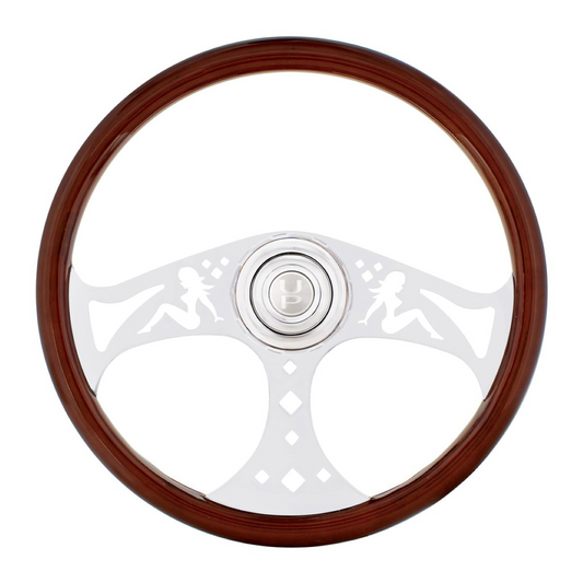 Freightliner 1989 - July 2006 / Semi Truck 18" Chrome Lady Design Steering Wheel