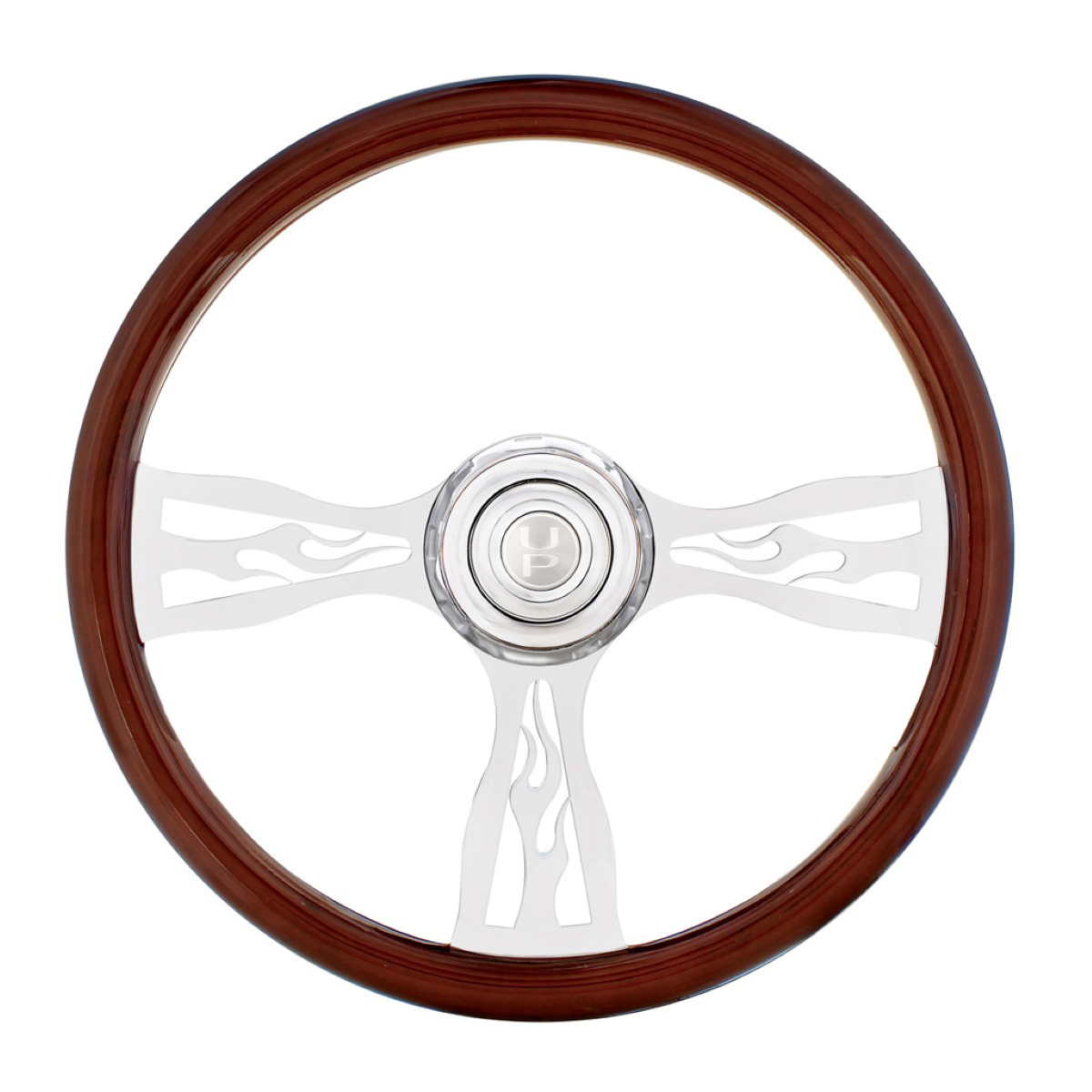 Freightliner 1989 - July 2006 Semi Truck 18" Chrome Flame Design Steering Wheel