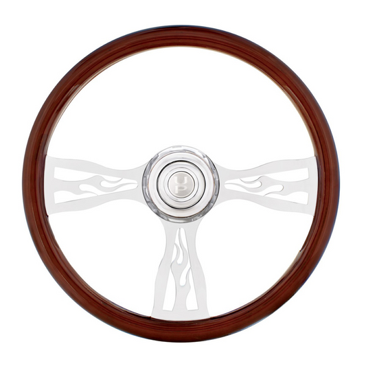 Freightliner 1989 - July 2006 Semi Truck 18" Chrome Flame Design Steering Wheel