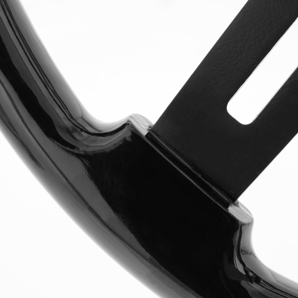 18" Matte Black 4 Spoke Steering Wheel with Horn Bezel and Button-Gloss Black