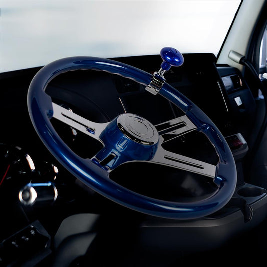 18" Indigo Blue Steering Wheel Hub Horn Kit 2014-22 Fits Kenworth T680, Peterbilt 579