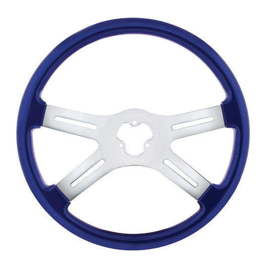 18" Indigo Blue 4 Spoke Steering Wheel Fits Kenworth, Peterbilt, Freightliner