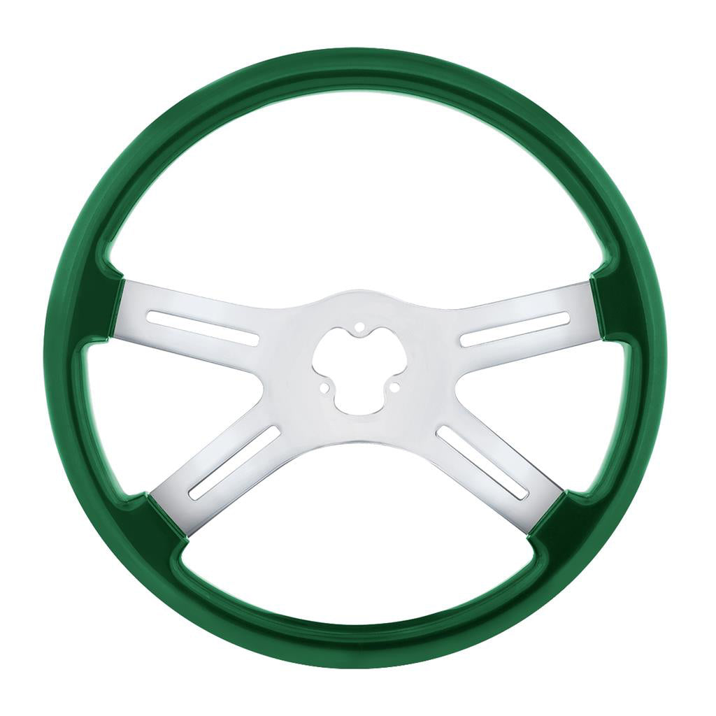 18" Green Steering Wheel Hub Horn Kit 2014-22 Fits Kenworth T680, Peterbilt 579