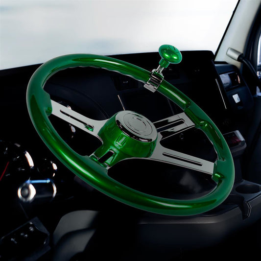 18" Emerald Green Steering Wheel, Hub, Horn Kit 1997-2001 Fits Kenworth Trucks