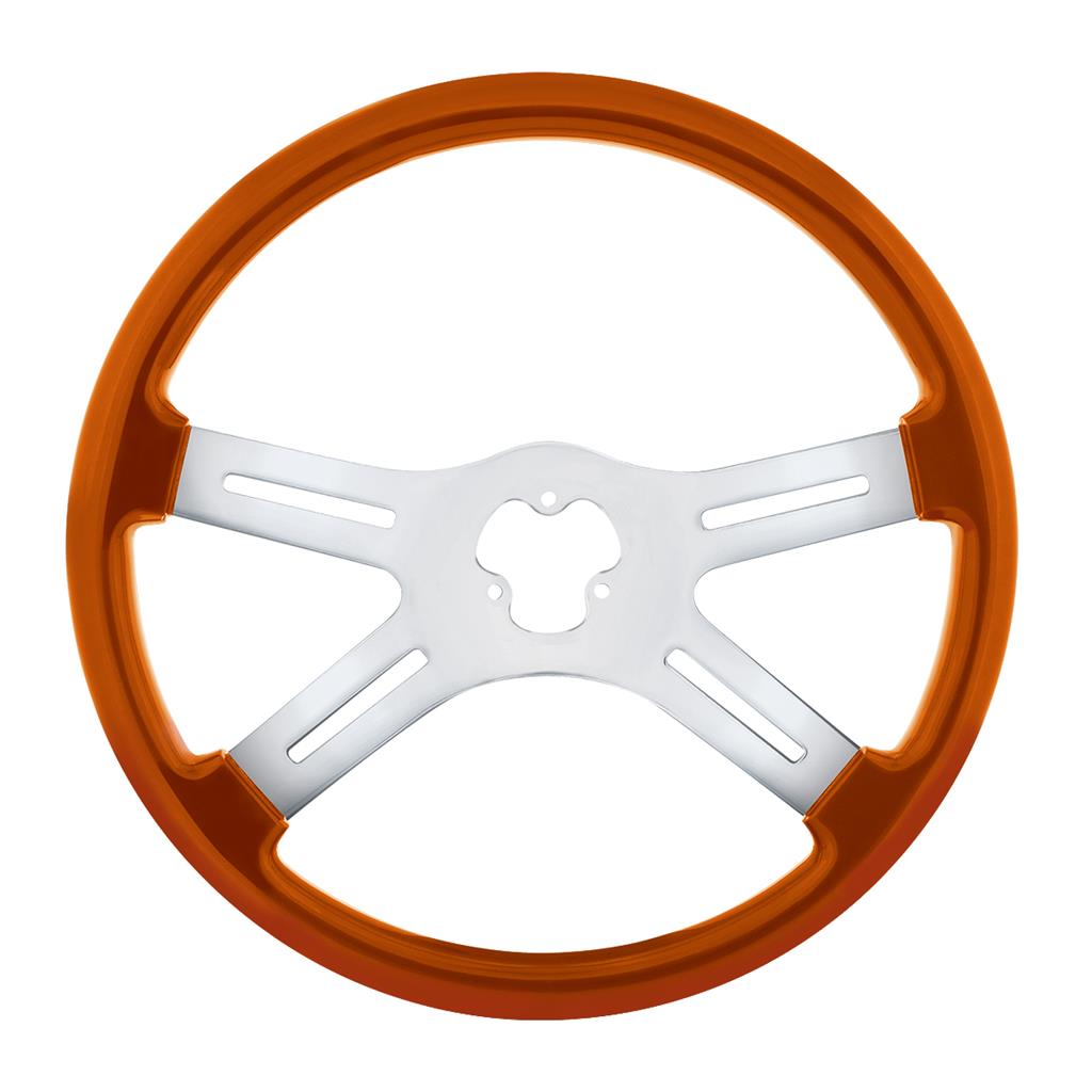 18" Cadmium Orange 4 Spoke Steering Wheel Fits Kenworth, Peterbilt, Freightliner