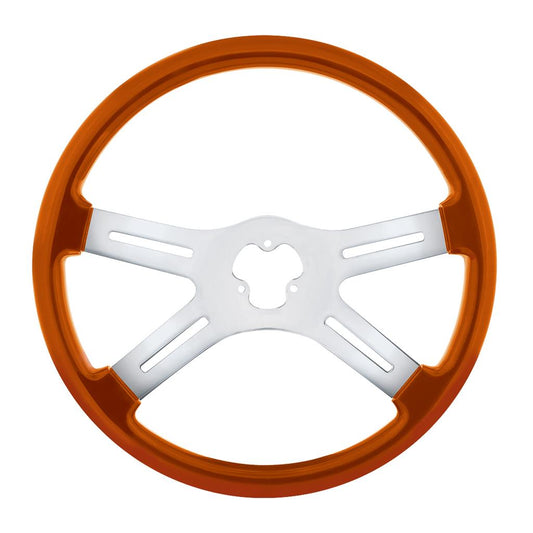 18" Cadmium Orange 4 Spoke Steering Wheel Fits Kenworth, Peterbilt, Freightliner