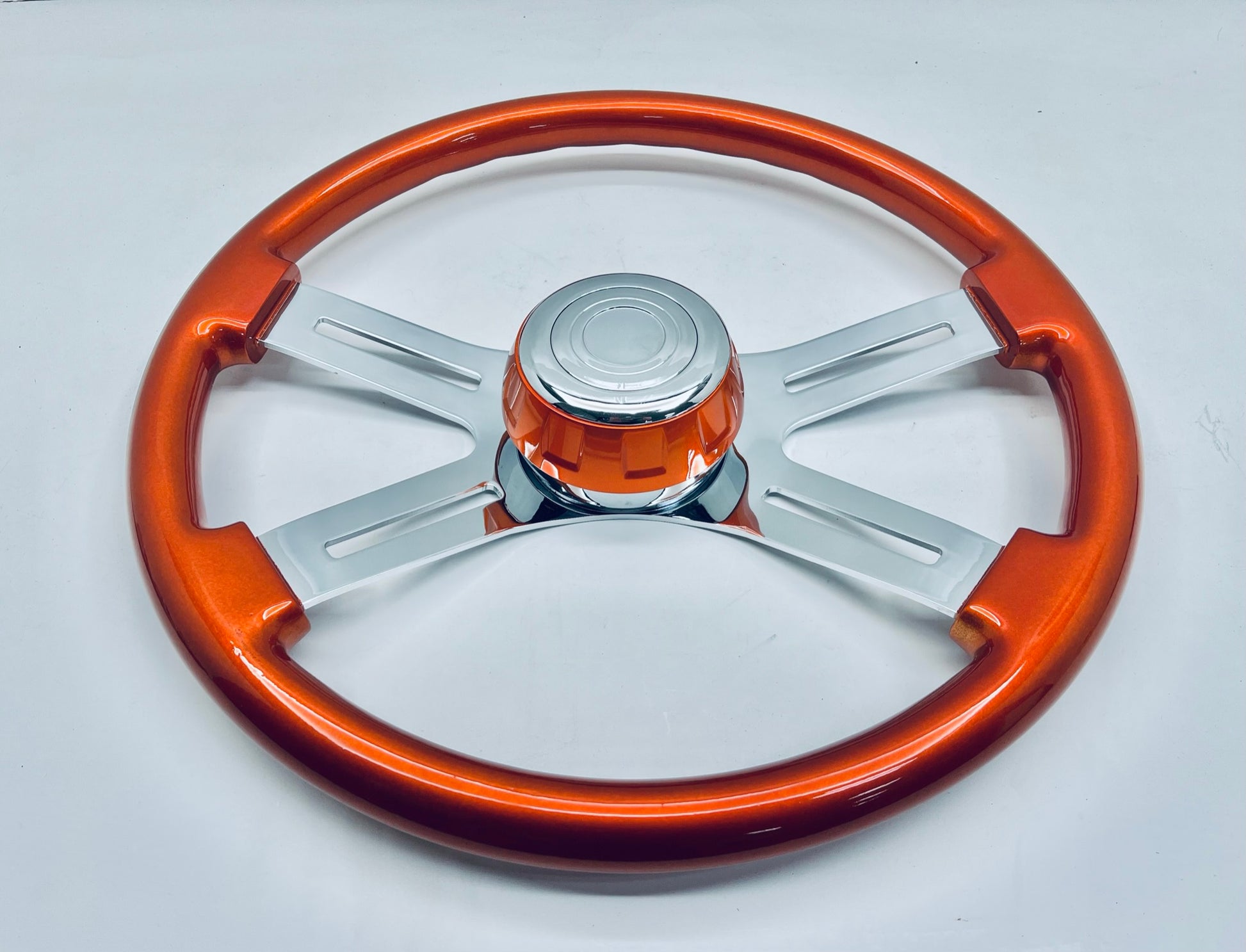18" Cadmium Orange Steering Wheel Hub Horn Kit 2014-22 Fits Kenworth T680, Peterbilt 579