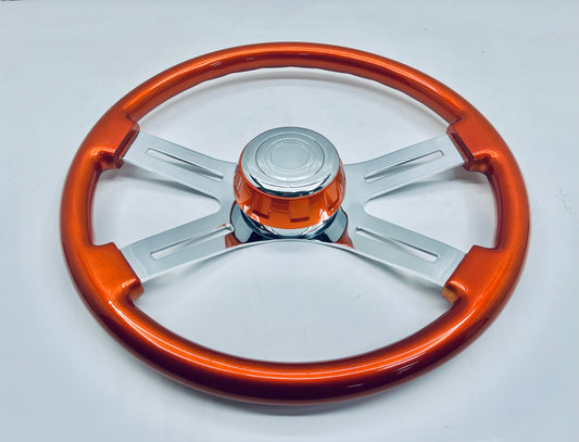 18" Cadmium Orange Steering Wheel, Hub, Horn Kit 1997-2001 Fits Kenworth Trucks