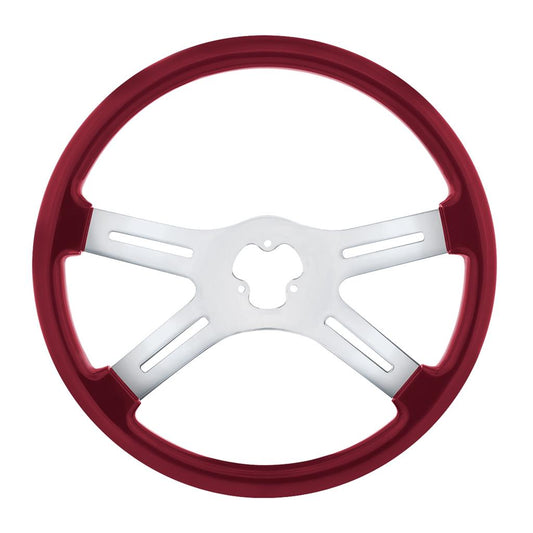 18" Candy Red 4 Spoke Steering Wheel Fits Kenworth, Peterbilt, Freightliner