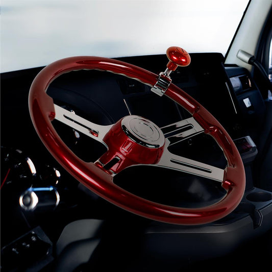 18" Candy Red Steering Wheel, Hub, Horn Kit Frieghtliner 1989-2006