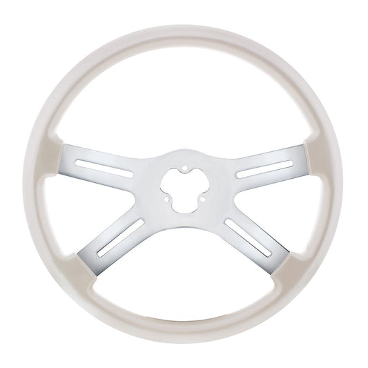 18" Pearl White 4 Spoke Steering Wheel Fits Kenworth, Peterbilt, Freightliner