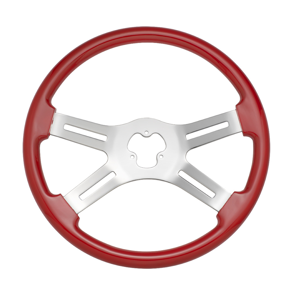 18" 4 Spoke Indigo Red Steering Wheel With Color Matching Horn Bezel