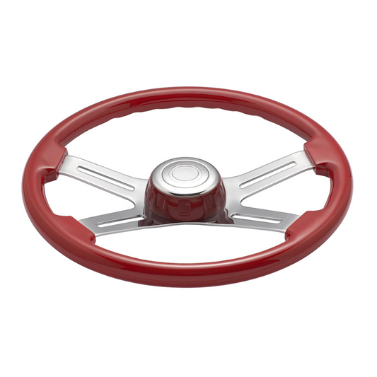 18" 4 Spoke Indigo Red Steering Wheel With Color Matching Horn Bezel