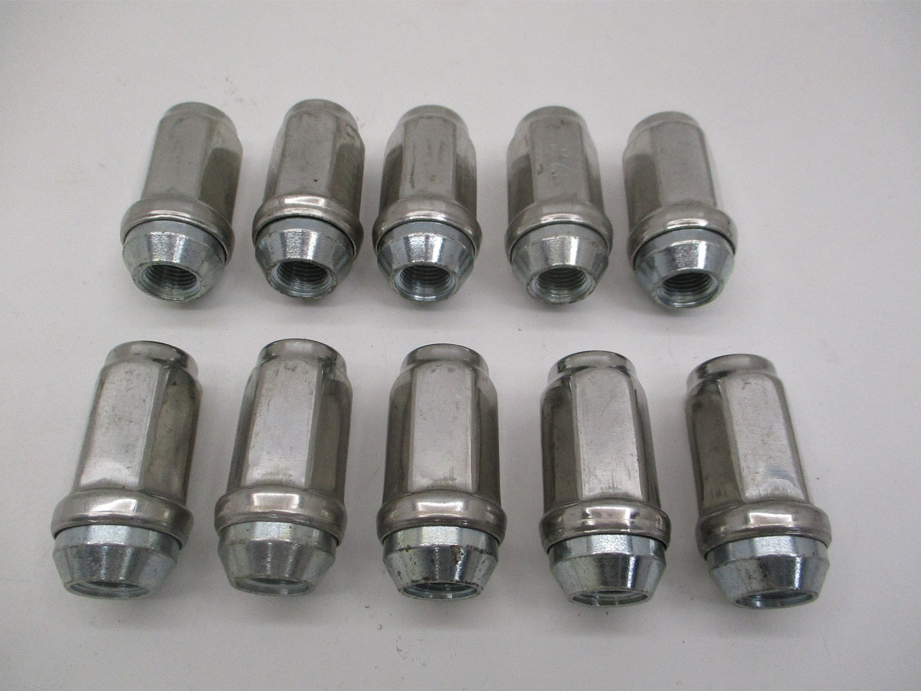 (10) Trailer Wheel Lug Nuts 1/2"x20x1-7/8" Stainless Steel Capped Lug Nuts 7/8"