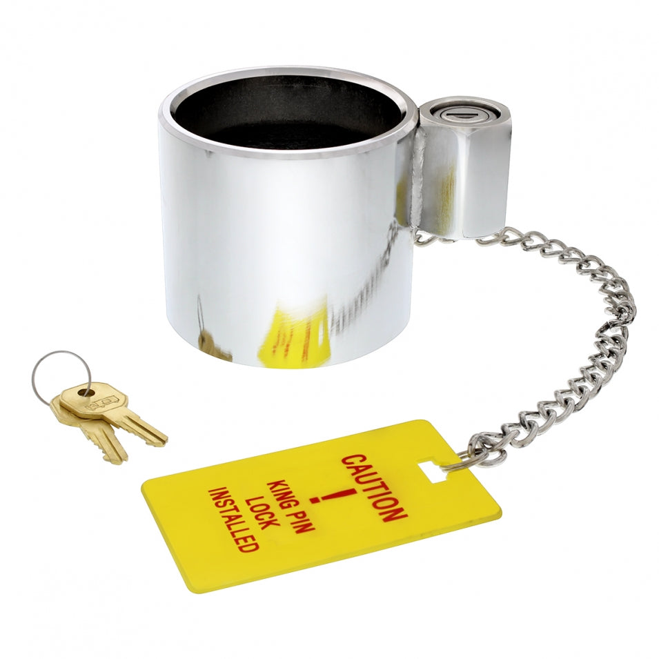 Heavy Duty Chromed Steel King Pin Lock with 12” Warning Tag