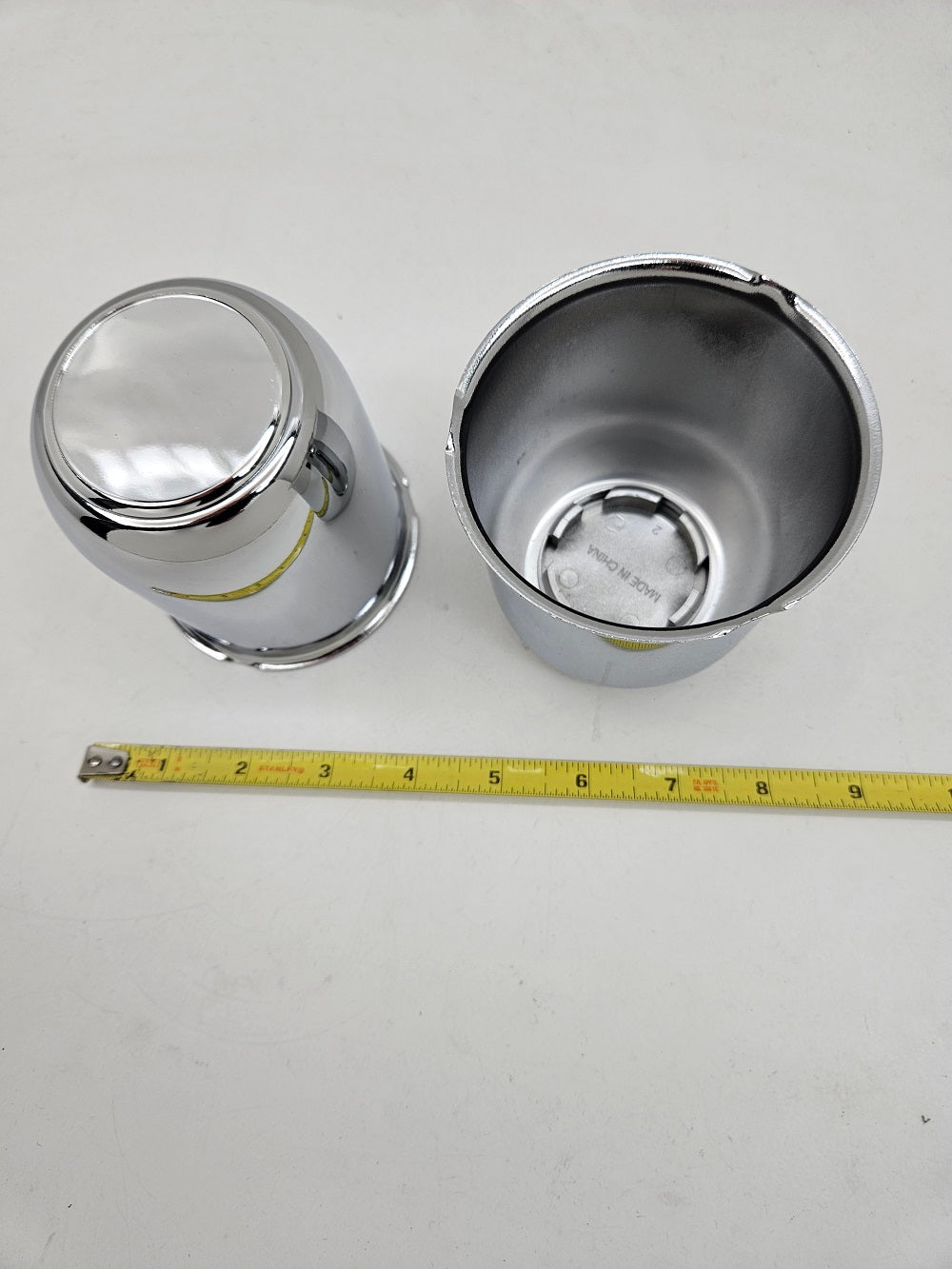 2- Chrome Metal Trailer Wheel Center Hub Cap Covers / 3.18 Bore / Chrome End Cap